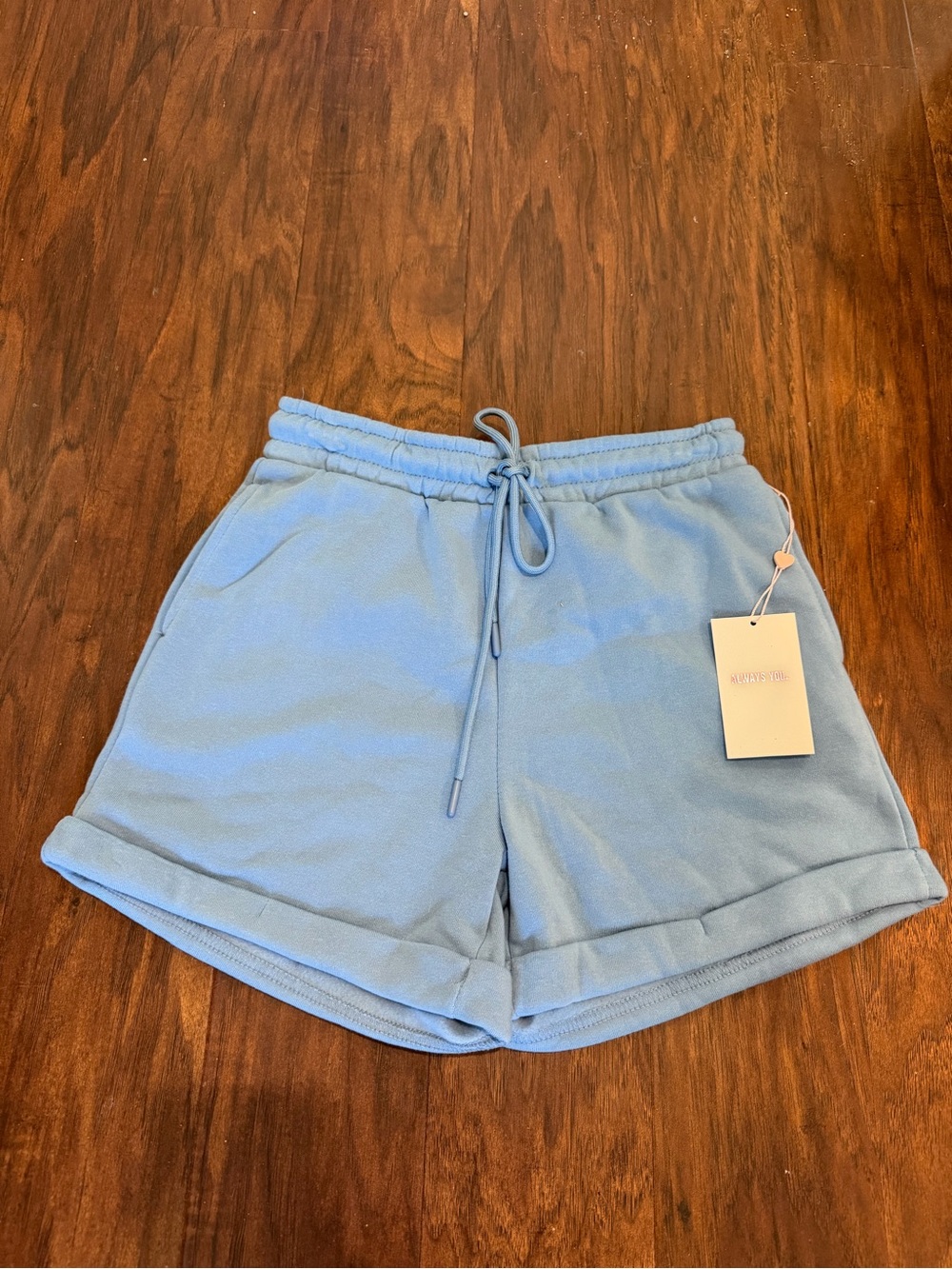 Women’s Always Sky Blue Drawstring Athletic Shorts - Size S
